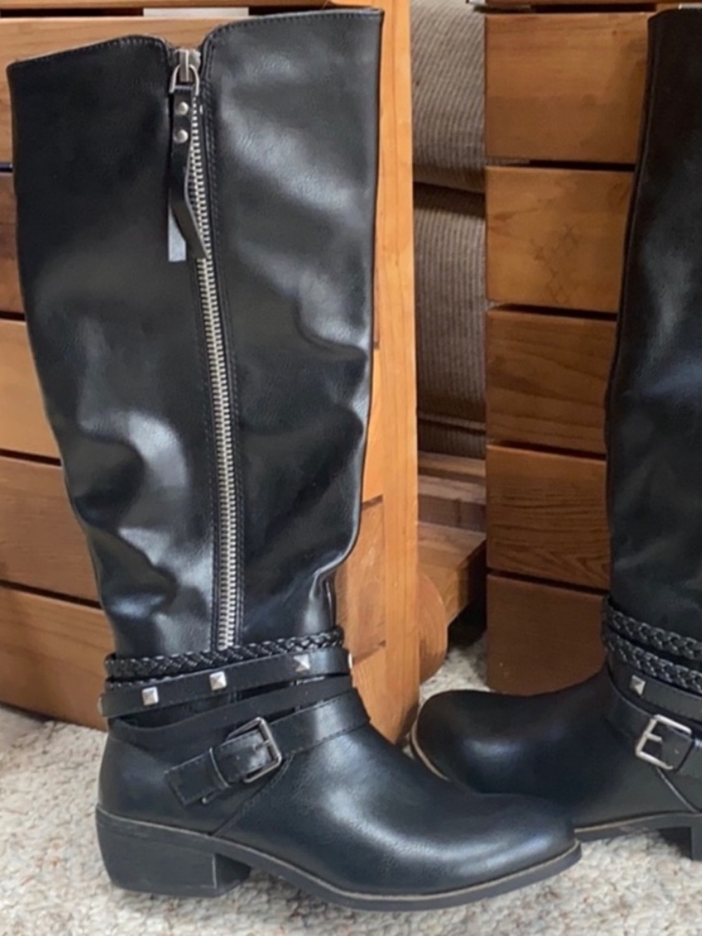 Black Tall Zip Boots